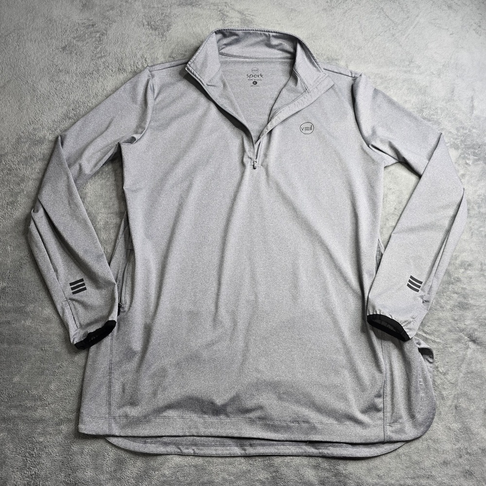 Veil Spark Women's XL Performance 1/4 Zip Modest Athletic Tunic Gray Thumbholes